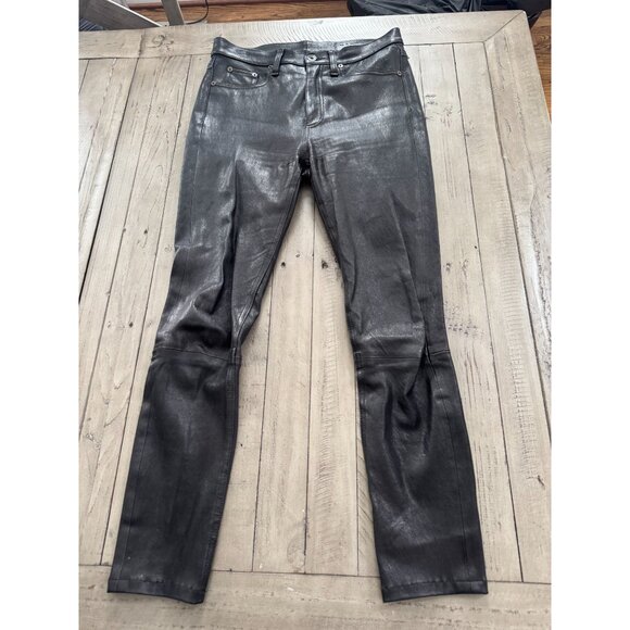 RAG & BONE Skinny LB Lambskin Leather Pants Black Size 27 - Picture 2 of 7